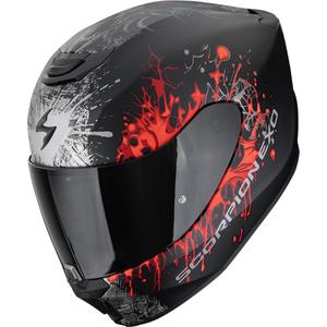 Cască integrală pentru motocicletă Scorpion EXO-391 Wolf, negru mat-argintiu-roșu