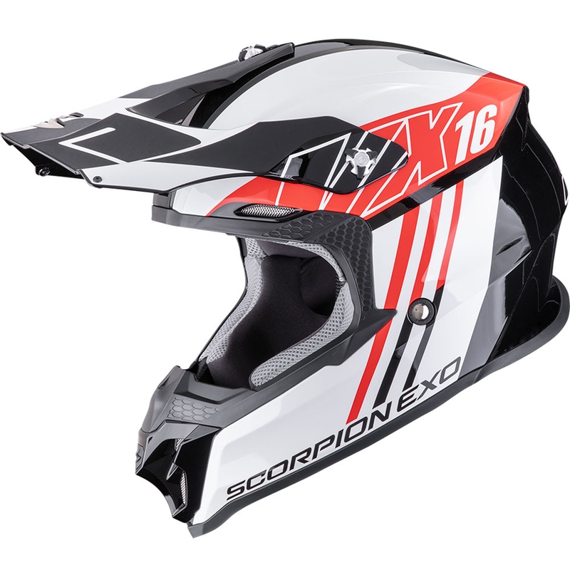 Cască motocross Scorpion VX-16 EVO Air Lignes negru-roșu