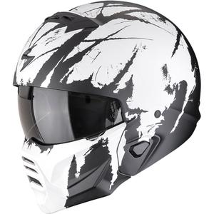 Cască deschisă cu mască Scorpion EXO-COMBAT II Marauder negru mat-alb