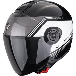 Cască de motocicletă Scorpion EXO-CITY II Vita, model open face, negru-alb, metalic