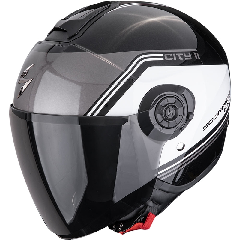 Cască de motocicletă Scorpion EXO-CITY II Vita, model open face, negru-alb, metalic
