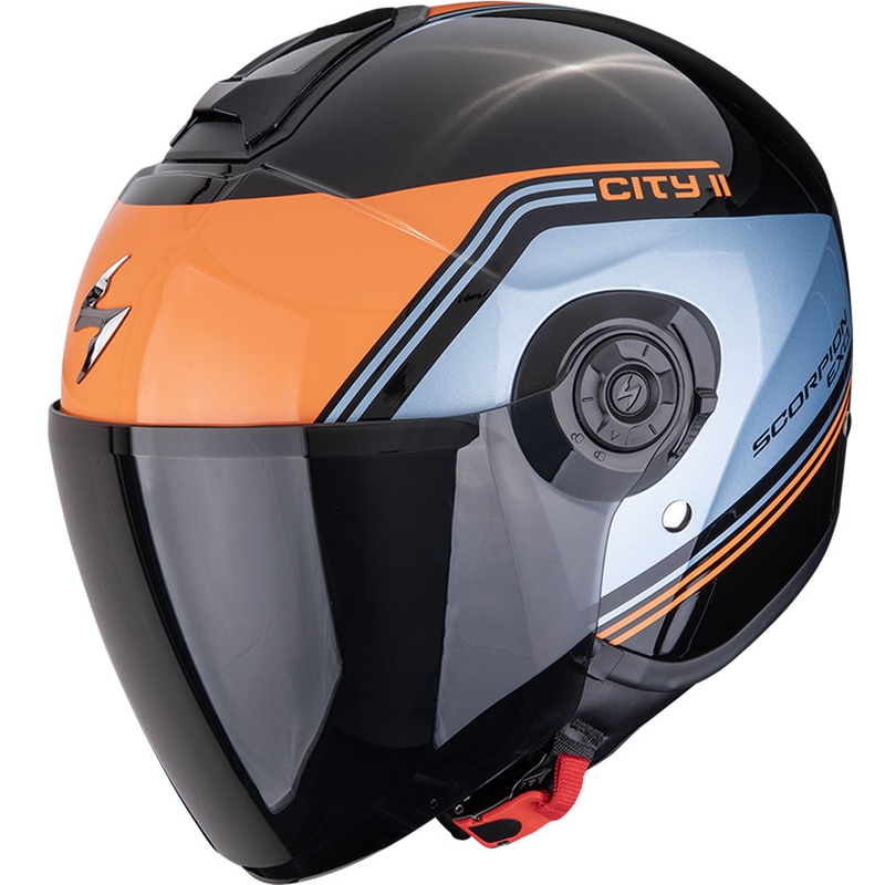 Cască de motocicletă Scorpion EXO-CITY II Vita, neagră-albastru-portocaliu