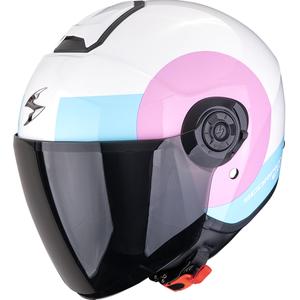 Cască de motocicletă Scorpion EXO-CITY II Sheer Open Face Alb-Roz-Albastru Deschis