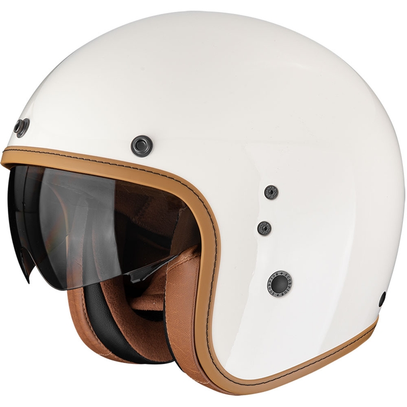 Cască de motocicletă Scorpion Belfast EVO Luxe Open Face, crem