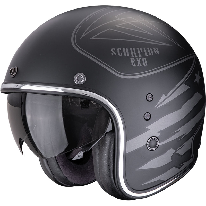 Cască Motocicletă Scorpion Belfast Dawg Open Face Negru Mat-Argintiu