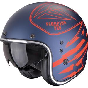 Cască Motocicletă Scorpion Belfast Dawg Open Face Albastru Mat-Roșu