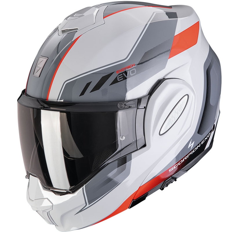 Cască de motocicletă Scorpion EXO-TECH EVO Socius flip-up gri-roșu