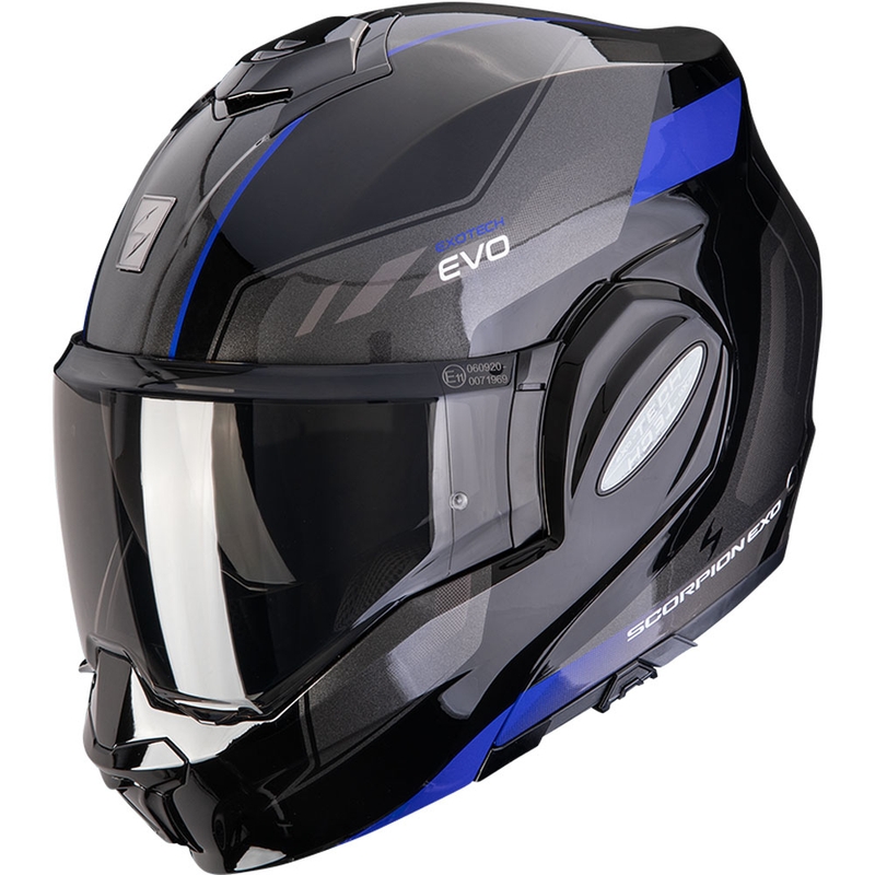 Cască de motocicletă Scorpion EXO-TECH EVO Socius, flip-up, negru-albastru