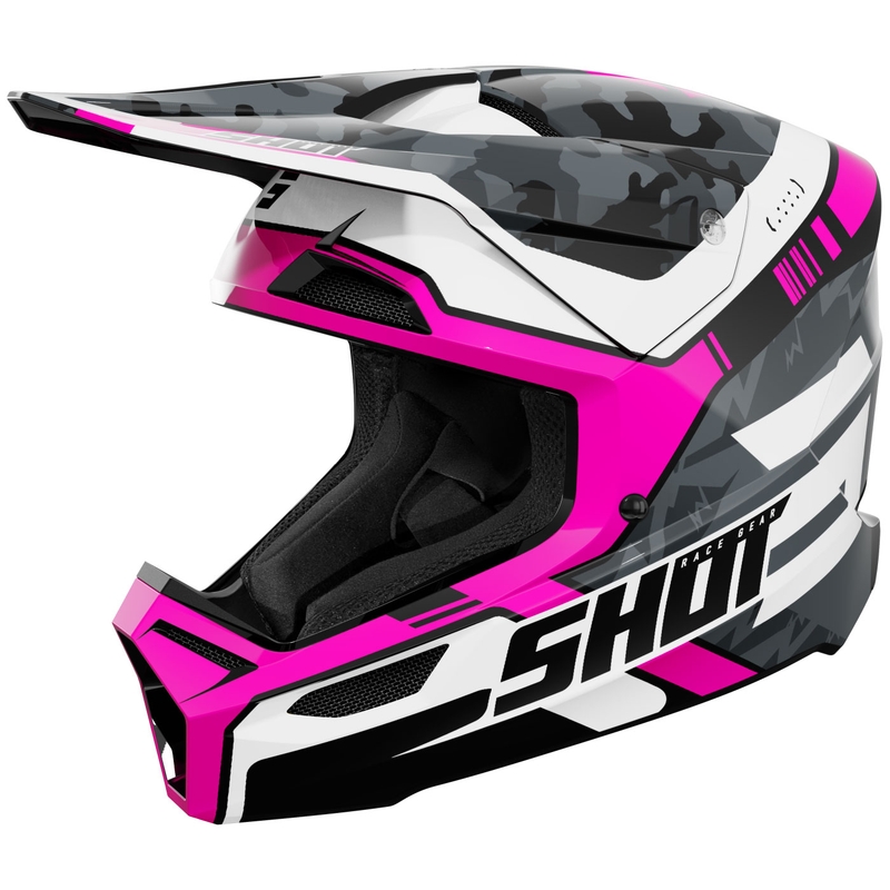 Cască motocross Shot Furious Flash roz strălucitor