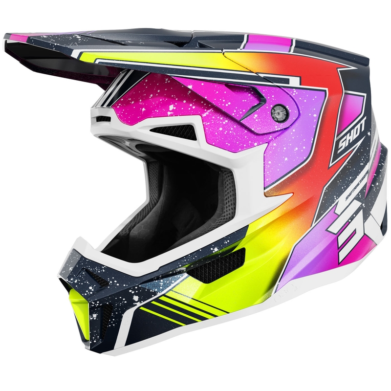 Cască motocross Shot Lite Racing albastru perlat-galben fluo