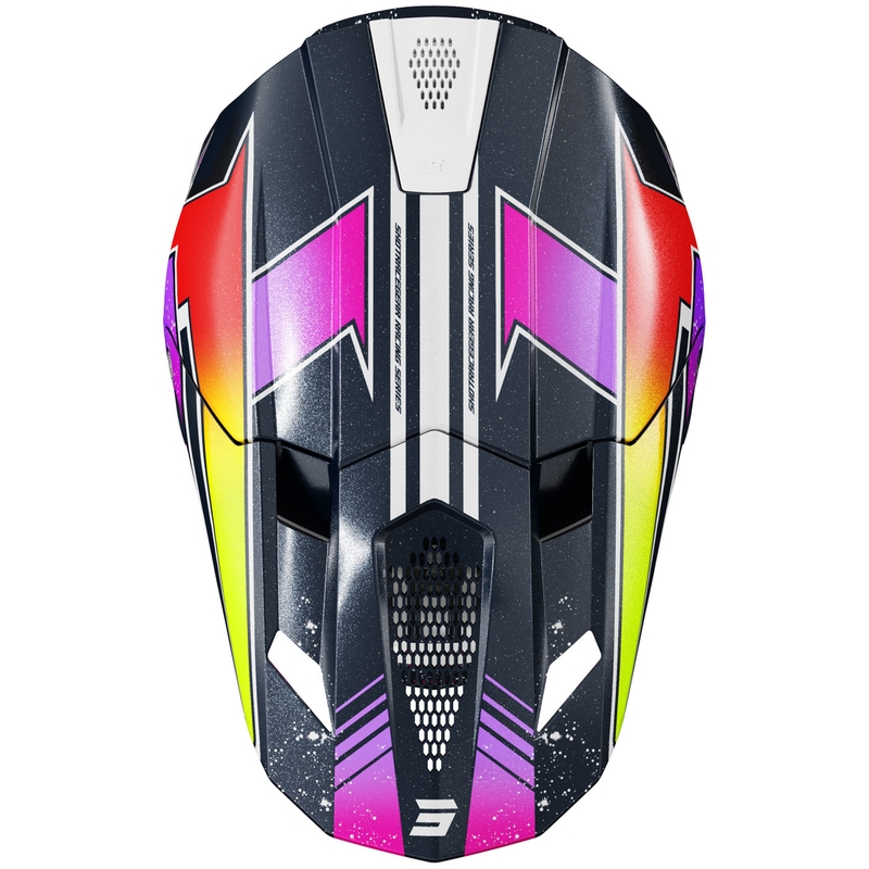 Cască motocross Shot Lite Racing albastru perlat-galben fluo