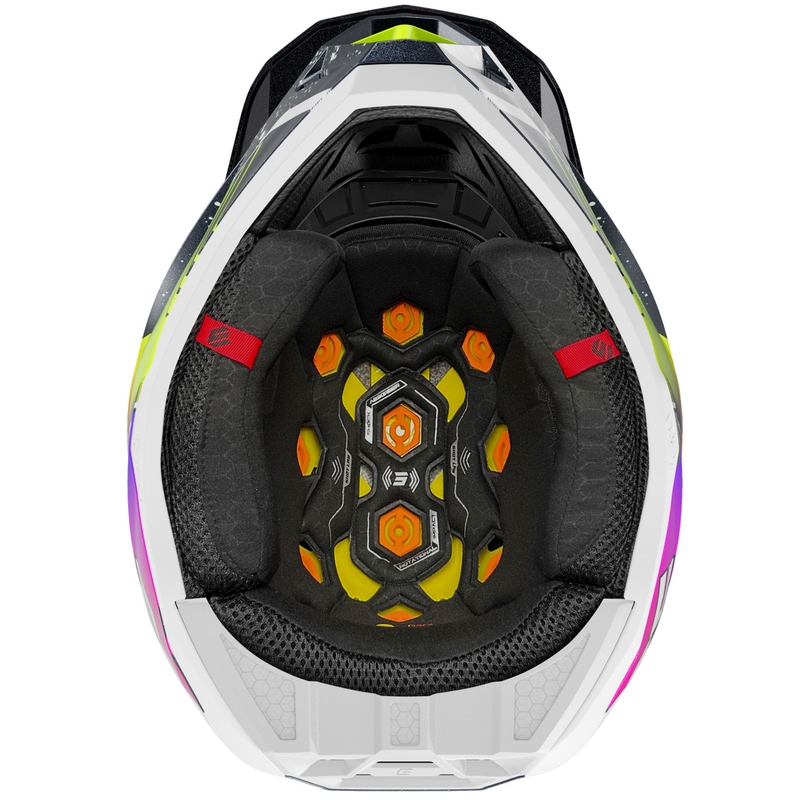 Cască motocross Shot Lite Racing albastru perlat-galben fluo