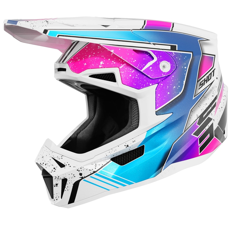 Cască motocross Shot Lite Racing alb-roz perlat