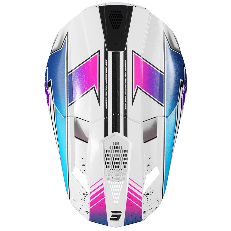 Cască motocross Shot Lite Racing alb-roz perlat