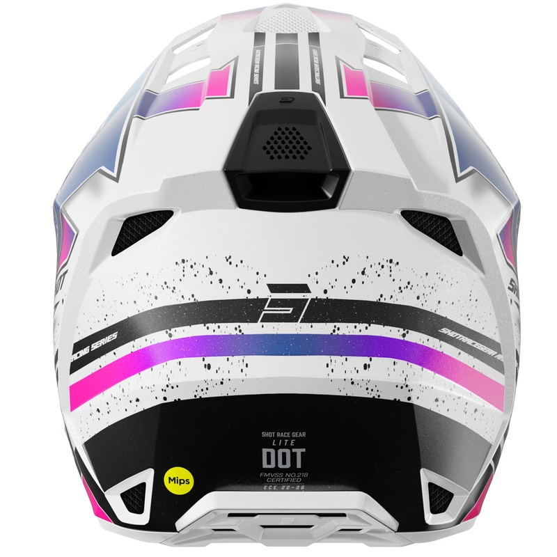 Cască motocross Shot Lite Racing alb-roz perlat