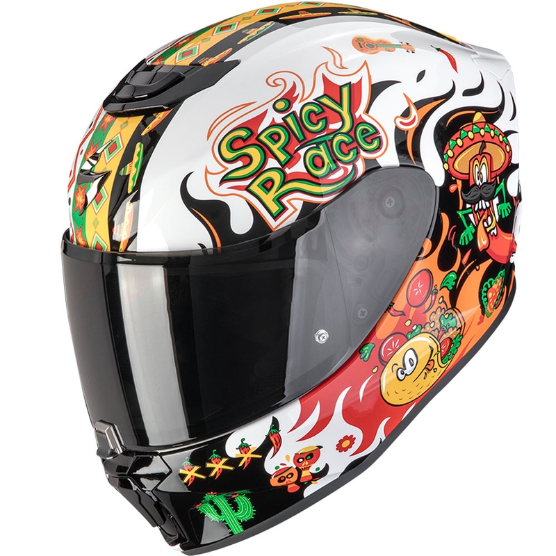 Cască de motocicletă Scorpion EXO-JNR Air Yucatan pentru copii, alb-portocaliu-negru