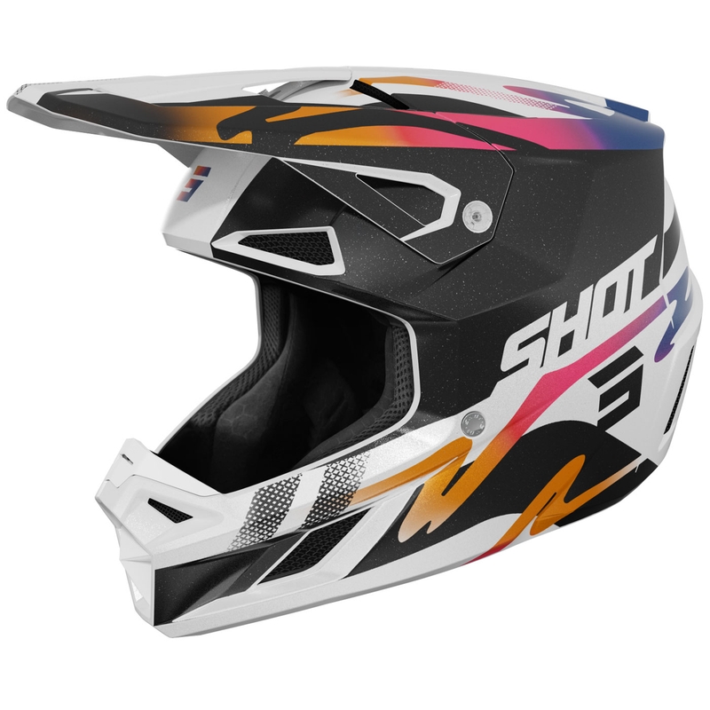 Cască motocross Shot Speed Wave perlă negru-alb