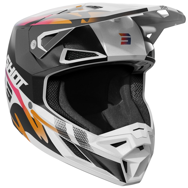 Cască motocross Shot Speed Wave perlă negru-alb