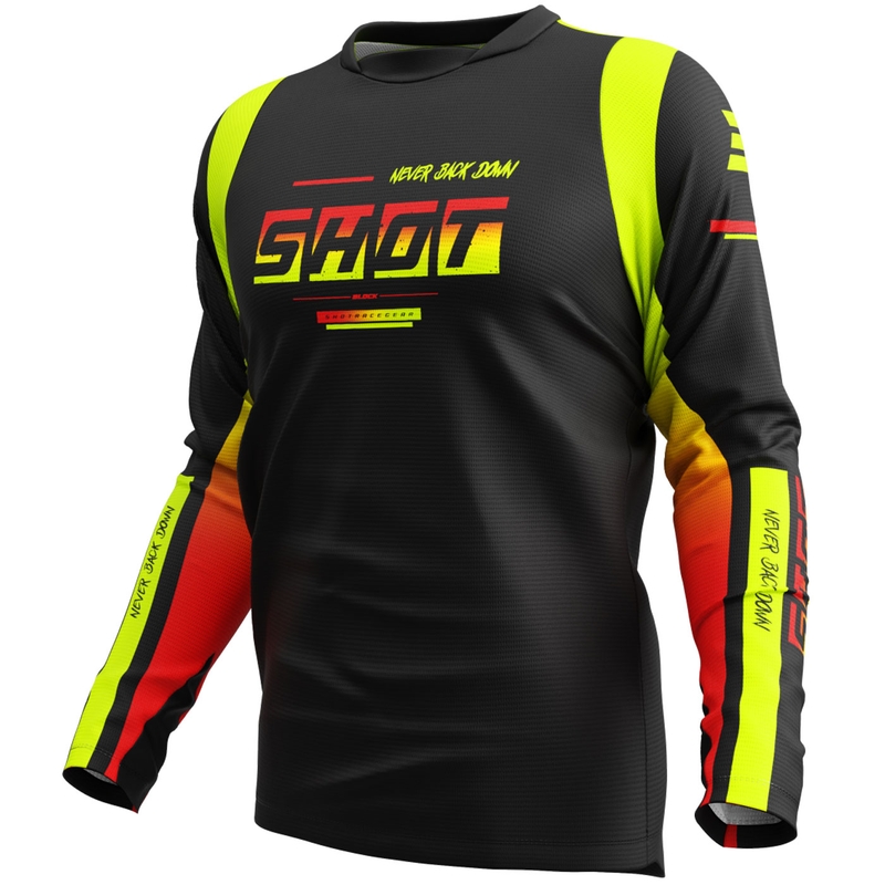 Tricou motocross Shot Devo Block galben fluo