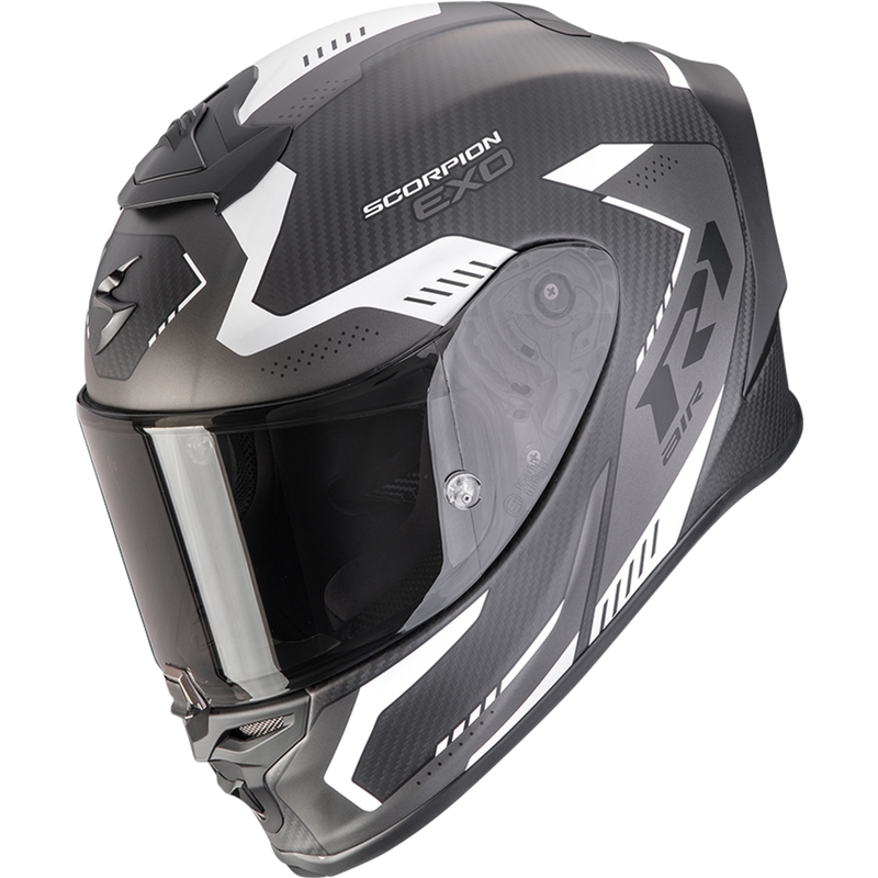 Cască integrală Scorpion EXO-R1 EVO II Carbon Air Propel, neagră mată și argintie
