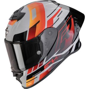 Cască integrală pentru motocicletă Scorpion EXO-R1 EVO II Air Adrenaline gri-roșu-portocaliu