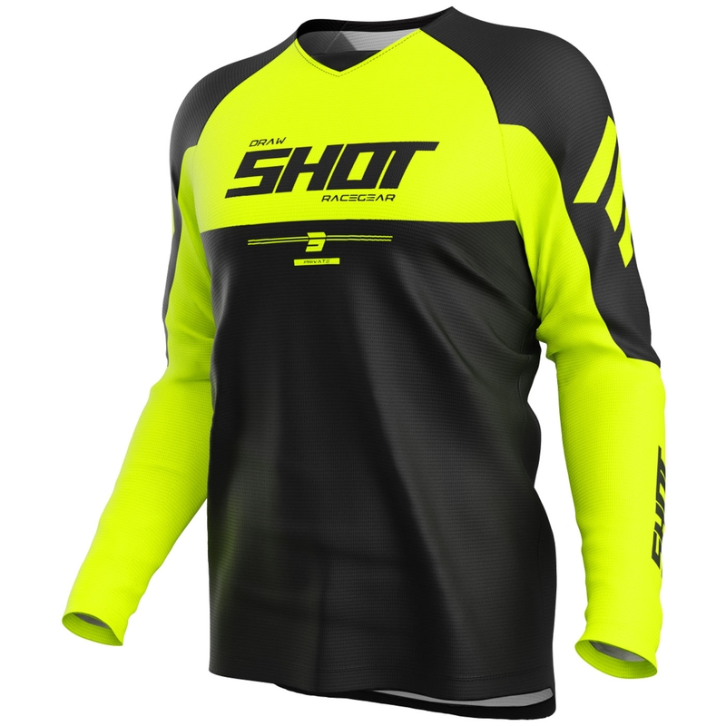 Tricou motocross Shot Draw Private galben fluo