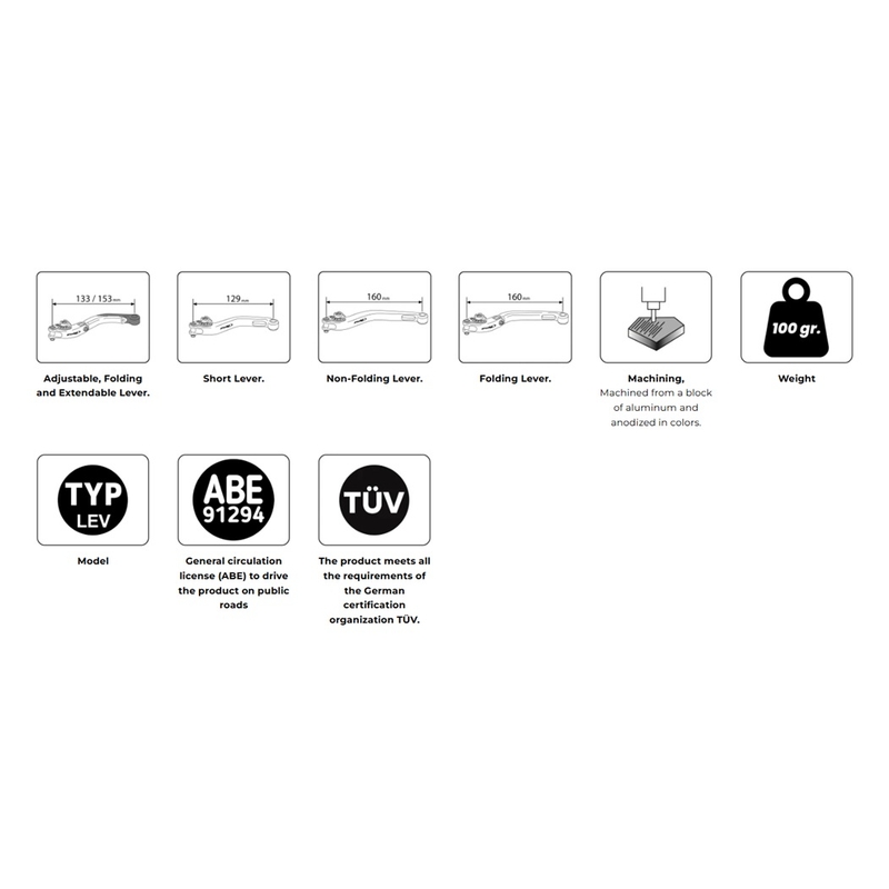 Maneta de ambreiaj fara adaptor PUIG 4.0 foldable black/black
