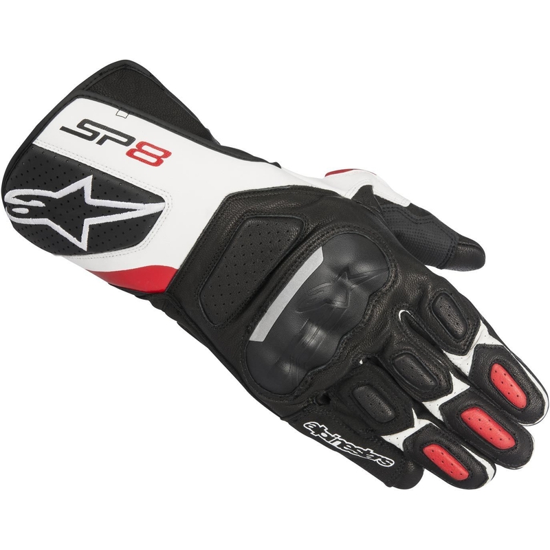 Mănuși Alpinestars SP-8 negru-alb-roșu