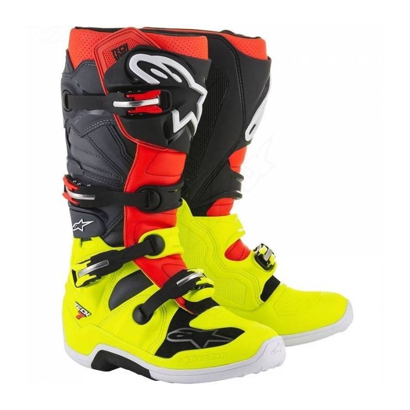Alpinestars Tech 7 cizme de motocicletă roșu-fluo galben
