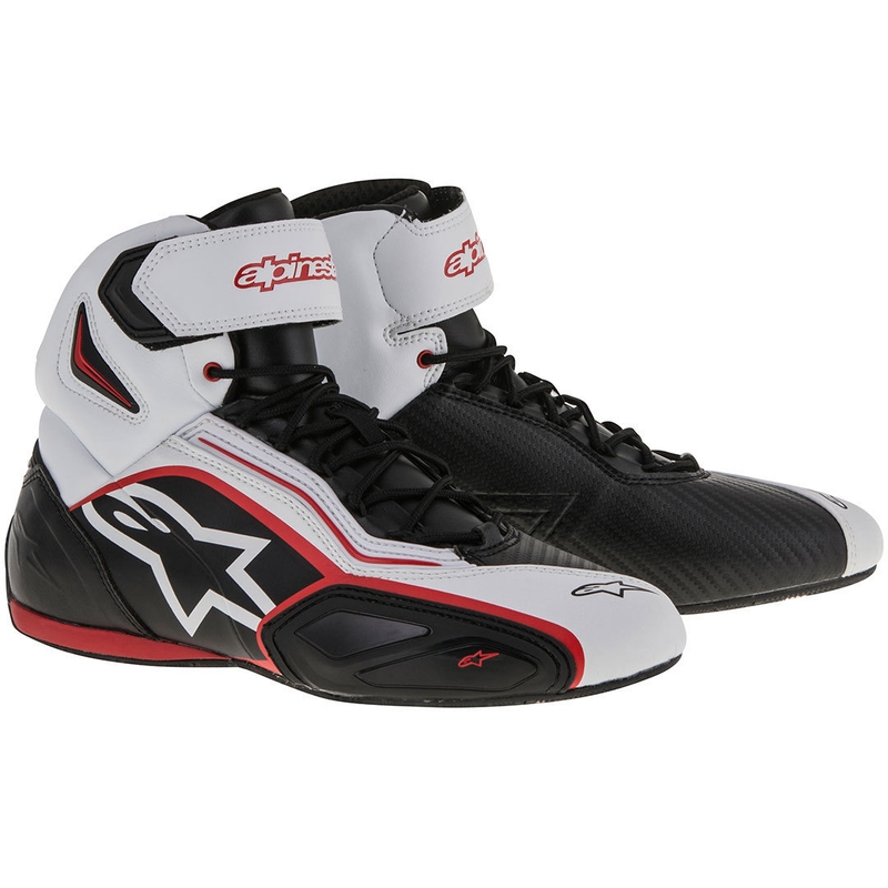 Cizme de motocicletă Alpinestars Faster 2 negru, alb și roșu