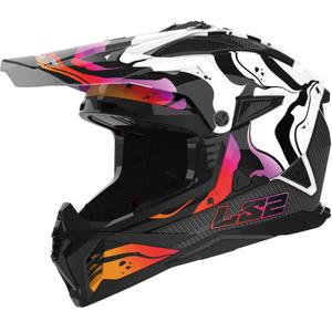 Cască motocross LS2 MX708 Fast II Wash White negru-alb-roz