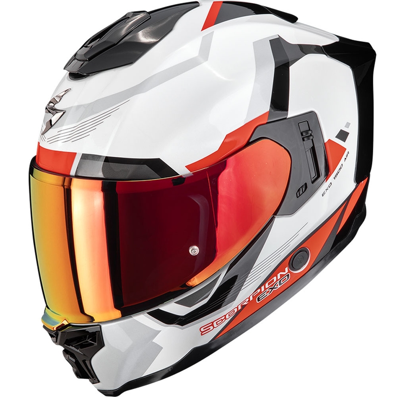 Cască integrală pentru motocicletă Scorpion EXO-1500 Air Arena alb-roșu