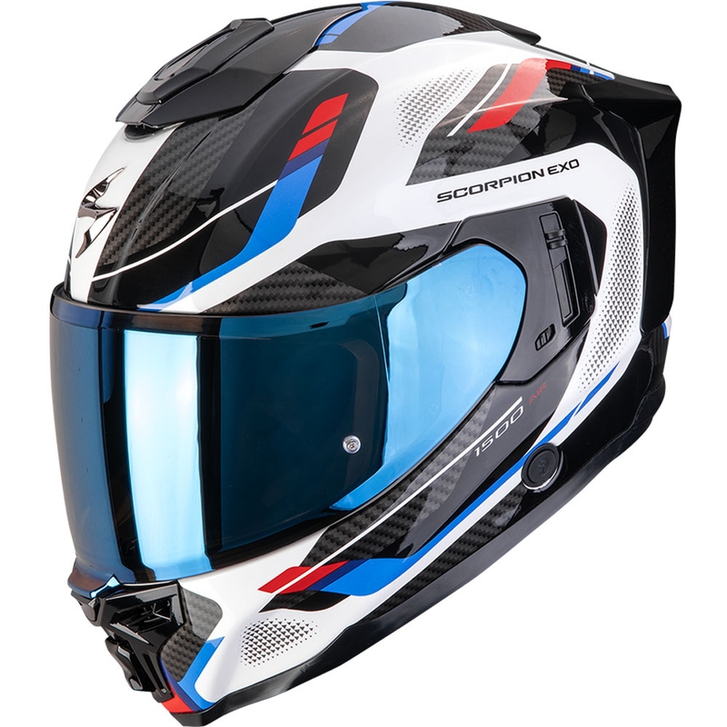 Cască integrală pentru motocicletă Scorpion EXO-1500 Air Sleek, alb-roșu-albastru