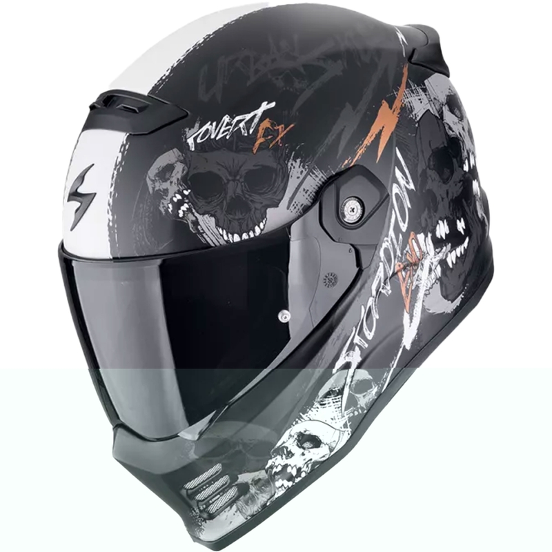 Casca moto integrala Scorpion COVERT FX SKULLZ mat negru-gri-auriu