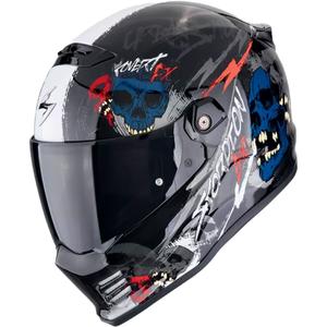 Casca integrala de motocicleta Scorpion COVERT FX SKULLZ negru-gri-rosu
