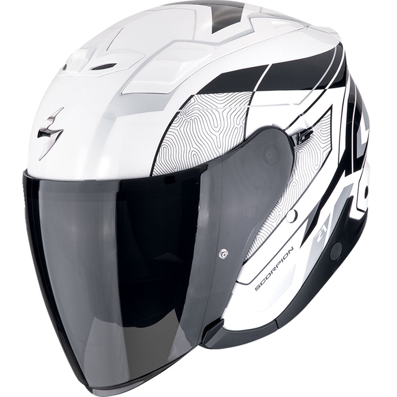 Cască de motocicletă Scorpion EXO-Z1 VUE open face alb-negru-argintiu