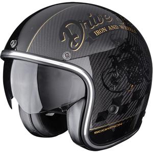 Cască Motocicletă Scorpion Belfast EVO Carbon Zippy Open Face Negru-Auriu
