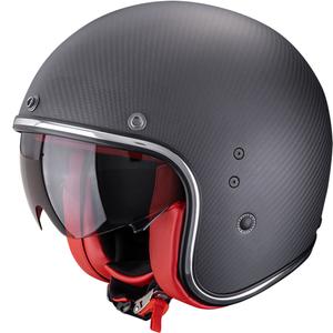 Cască Motocicletă Scorpion Belfast EVO Carbon Solid Open Negru Mat-Roșu