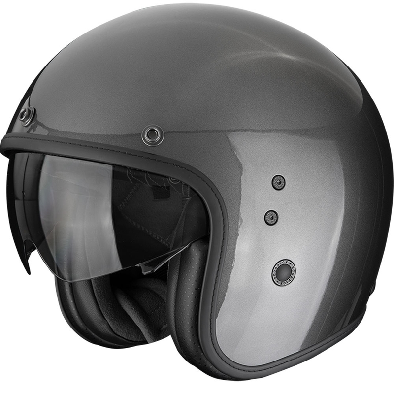 Cască de motocicletă Scorpion Belfast EVO Solid, model open face, gri metalic
