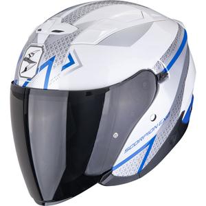 Cască de motocicletă Scorpion EXO-230 Loop, model open face, alb-albastru