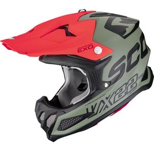 Cască motocross Scorpion VX-22 Air Updown verde mat-negru-roșu