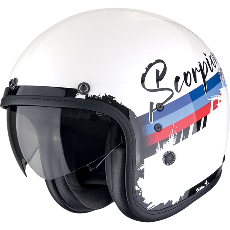 Casca moto deschisa Scorpion Belfast Evo ADONIS alb-rosu-albastru