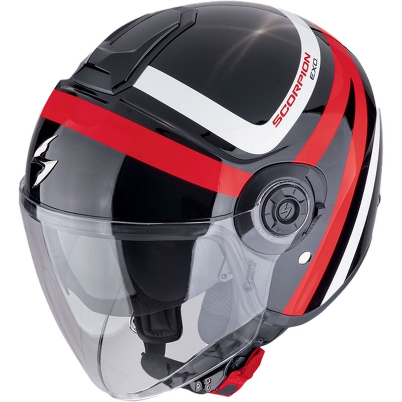 Casca deschisa Scorpion EXO-CITY II RIVA negru-rosu