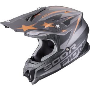Cască motocross Scorpion VX-16 EVO Air Patriot argintiu-negru-cupru