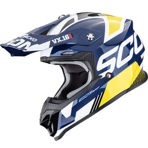Cască motocross Scorpion VX-16 EVO Air Analog alb-albastru-galben