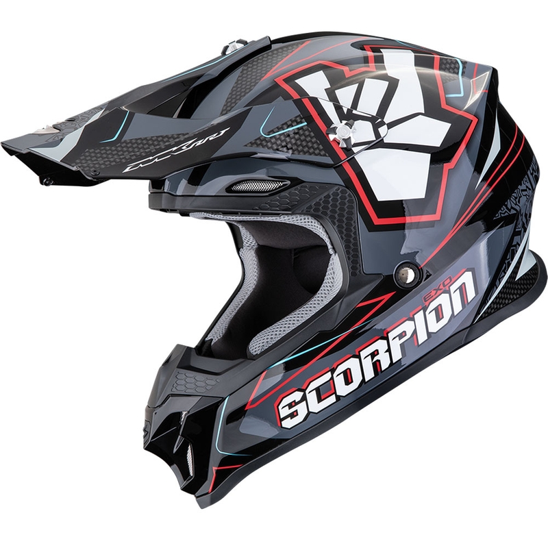 Cască motocross Scorpion VX-16 EVO Air ROK negru-gri-roșu