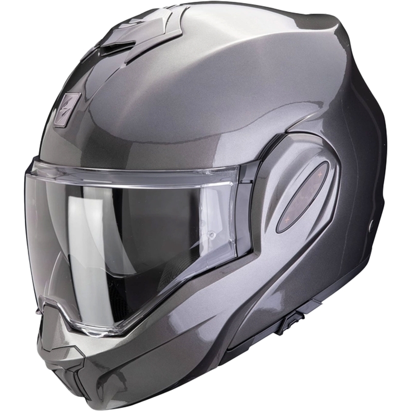 Cască de protecție Scorpion EXO-TECH EVO PRO SOLID gri metalizat cu vârful înclinat