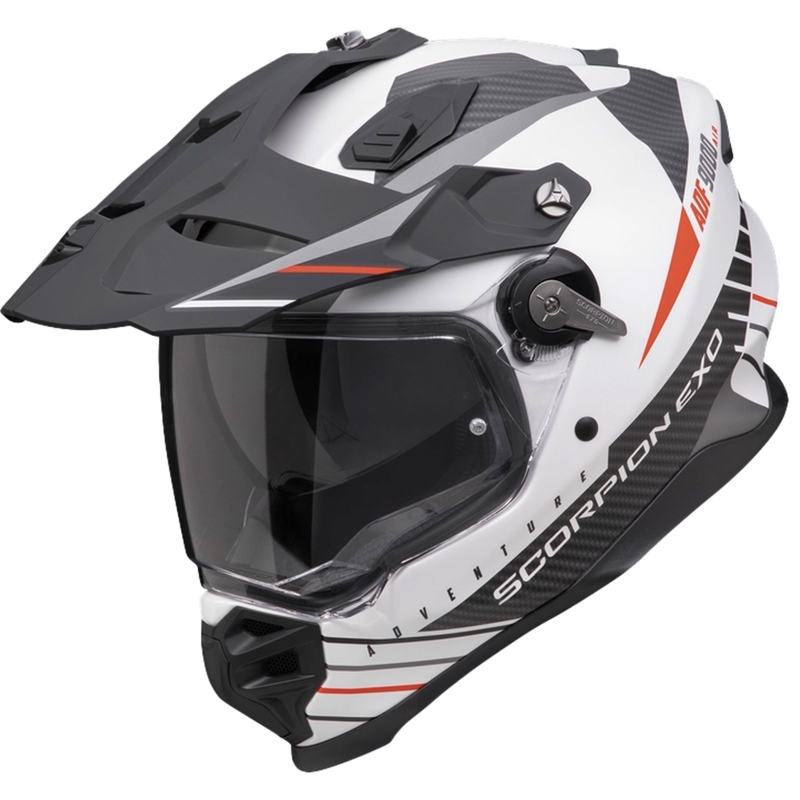 Casca enduro Scorpion ADF-9000 Air Feat alb-negru-rosu mat