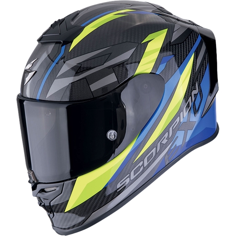 Casca moto integrala Scorpion EXO-R1 EVO CARBON AIR RUNNER negru-albastru-galben fluo