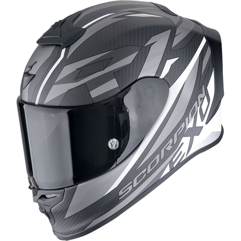 Casca moto integrala Scorpion EXO-R1 EVO CARBON AIR RUNNER mat negru-alb